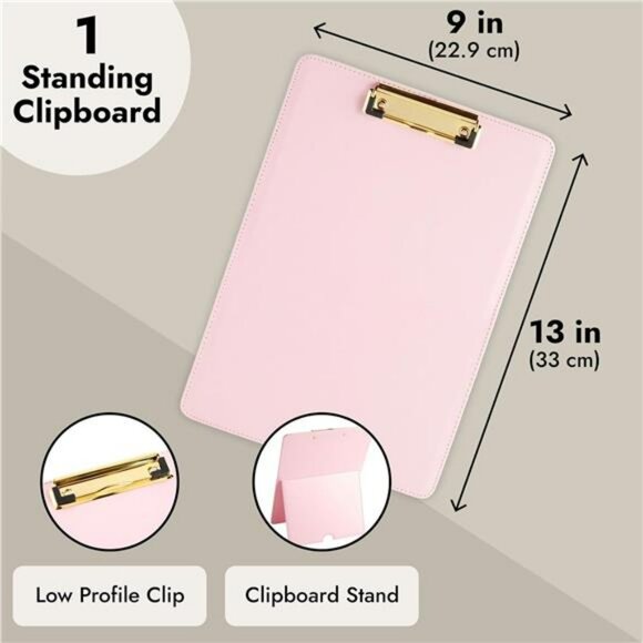 Pink clipboard stand document holder desk paper stand office organizer typing pa - Picture 3 of 8